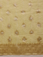 Yellow Linen Woven Thread Floral Saree with Unstitched Blouse - Hiral Fashion | Grocsy