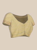 Yellow Linen Woven Thread Floral Saree with Unstitched Blouse - Hiral Fashion | Grocsy