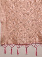 Light Pink Linen Woven Thread Geomatric Saree with Unstitched Blouse - Hiral Fashion | Grocsy