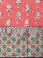Red Art Silk Woven Zari Design Floral Saree with Unstitched Blouse - Hiral Fashion | Grocsy