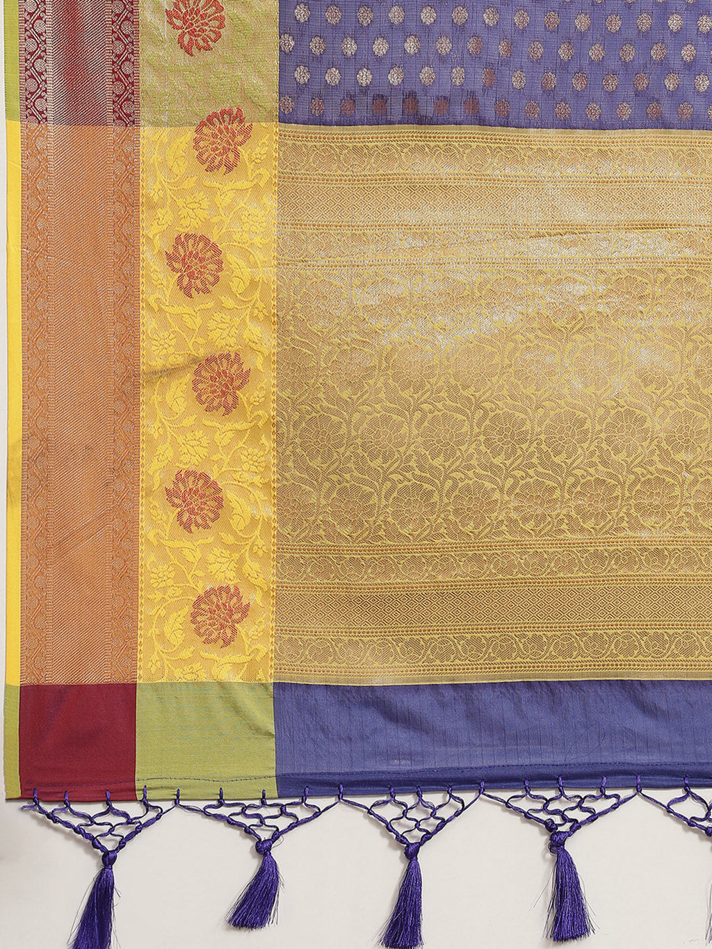 Hiral Fashion Navy Blue Kanjeevaram Art Silk Woven Design Saree | Grocsy