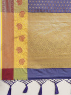 Hiral Fashion Navy Blue Kanjeevaram Art Silk Woven Design Saree | Grocsy