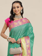 Hiral Fashion Green Kanjeevaram Art Silk Woven Design Saree | Grocsy