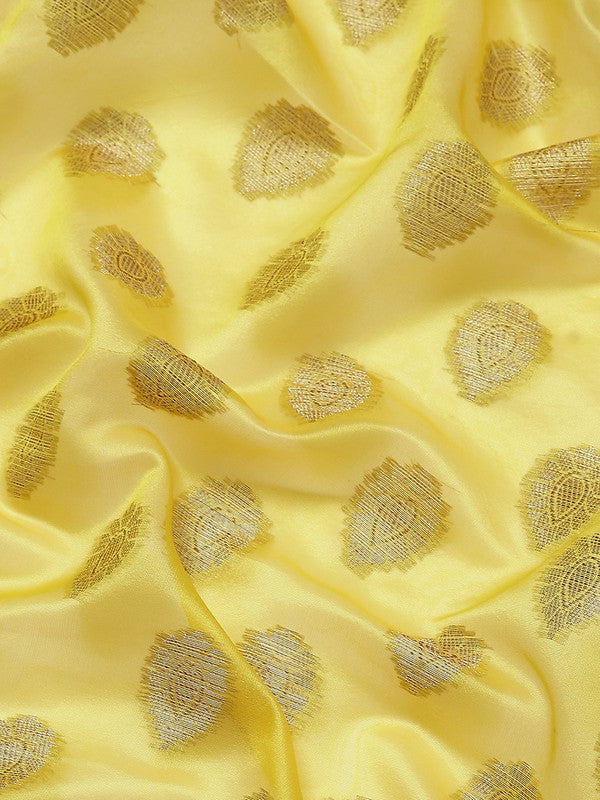 Yellow Art Silk Woven Zari Design Ethnic Motifs Saree with Unstitched Blouse - Hiral Fashion | Grocsy