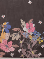 Black Polyester Digital Print Floral Saree with Unstitched Blouse - Hiral Fashion | Grocsy