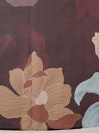 Brown Polyester Digital Print Floral Saree with Unstitched Blouse - Hiral Fashion | Grocsy