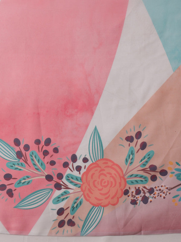 Multicolor Polyester Digital Print Floral Saree with Unstitched Blouse - Hiral Fashion | Grocsy