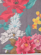 Gray Polyester Digital Print Floral Saree with Unstitched Blouse - Hiral Fashion | Grocsy