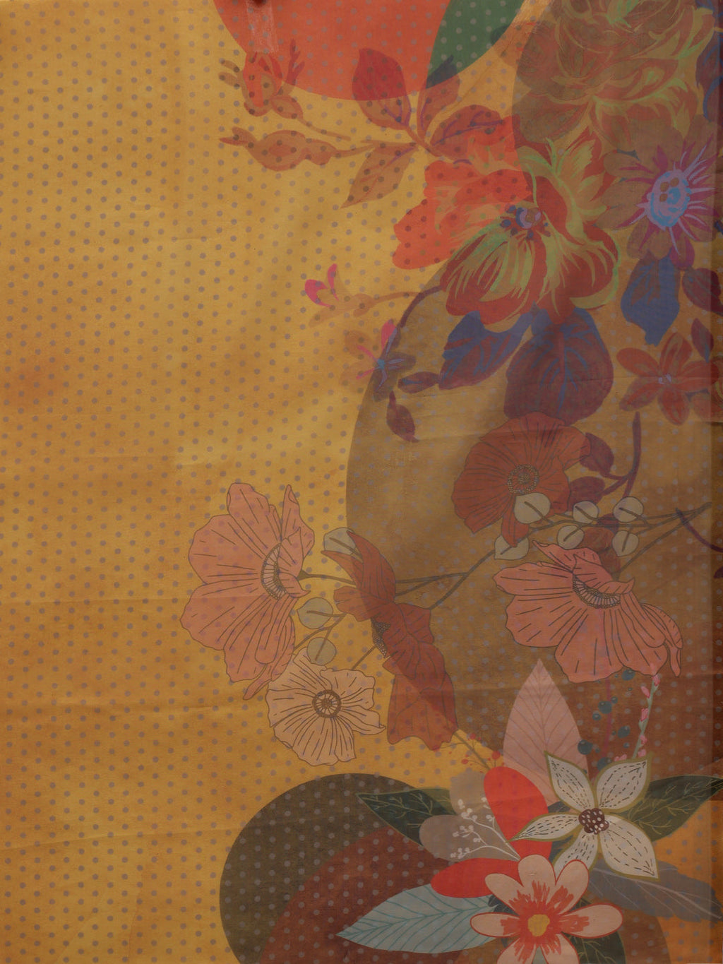 Mustard Polyester Digital Print Floral Saree with Unstitched Blouse - Hiral Fashion | Grocsy