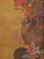Mustard Polyester Digital Print Floral Saree with Unstitched Blouse - Hiral Fashion | Grocsy