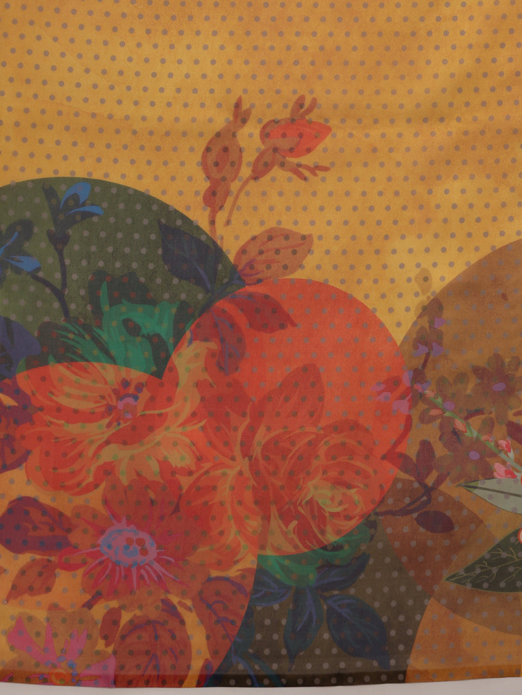 Mustard Polyester Digital Print Floral Saree with Unstitched Blouse - Hiral Fashion | Grocsy