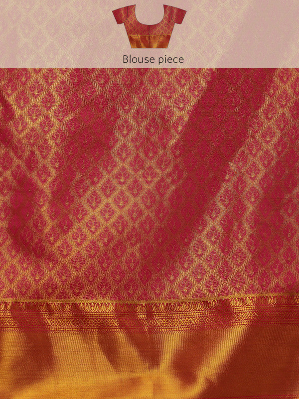 Multicolor Pure Silk Woven Zari Design Floral Saree with Unstitched Blouse - Hiral Fashion | Grocsy