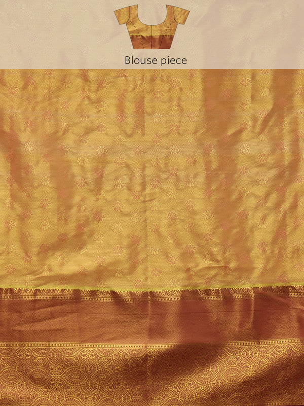 Green Pure Silk Woven Zari Design Floral Saree with Unstitched Blouse - Hiral Fashion | Grocsy