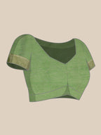 Green Cotton Woven Thread Floral Saree with Unstitched Blouse - Hiral Fashion | Grocsy