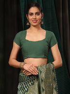 Hiral Fashion Green Banarasi Art Silk Striped Zari Woven Saree | Grocsy