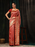 Hiral Fashion Red Banarasi Art Silk Striped Zari Woven Saree | Grocsy
