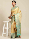 Hiral Fashion Beige Kanjeevaram Art Silk Floral Woven Design Saree | Grocsy