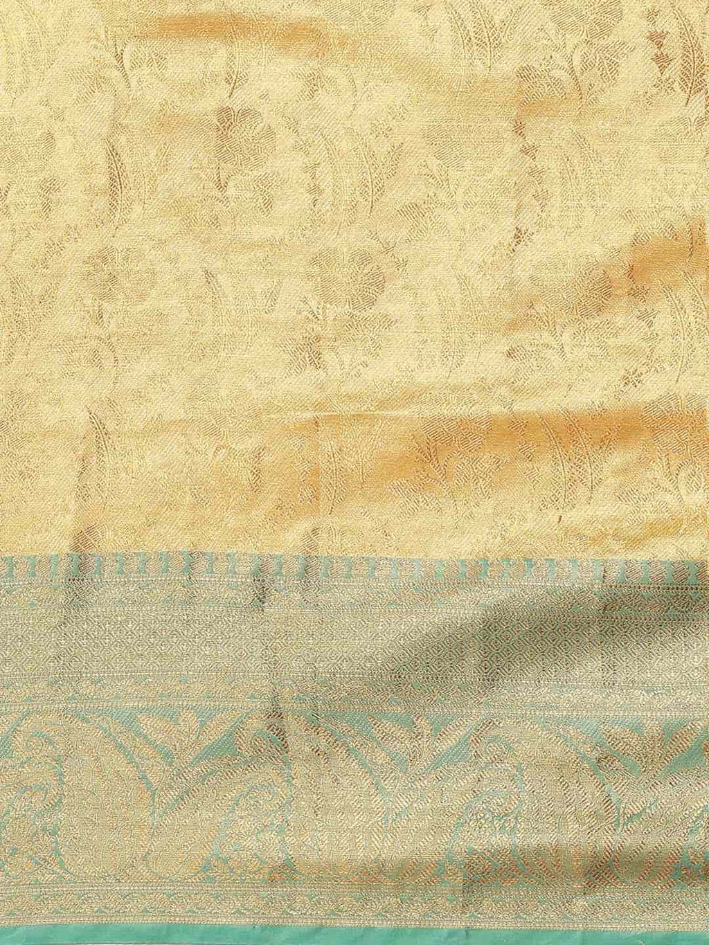 Hiral Fashion Beige Kanjeevaram Art Silk Floral Woven Design Saree | Grocsy