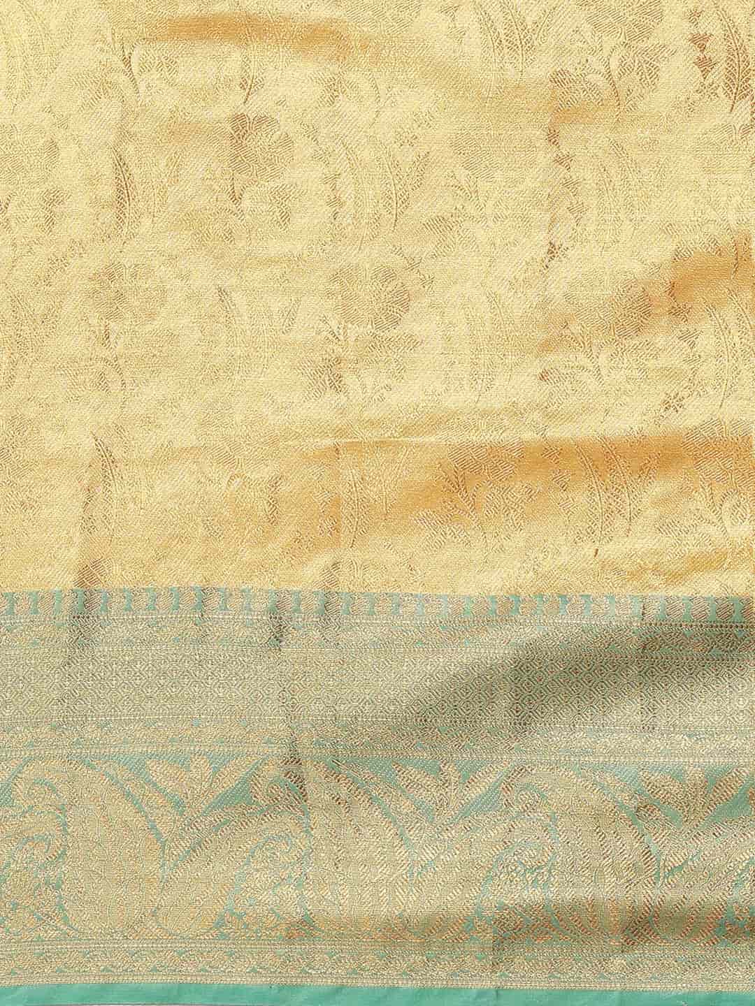 Hiral Fashion Beige Kanjeevaram Art Silk Floral Woven Design Saree | Grocsy