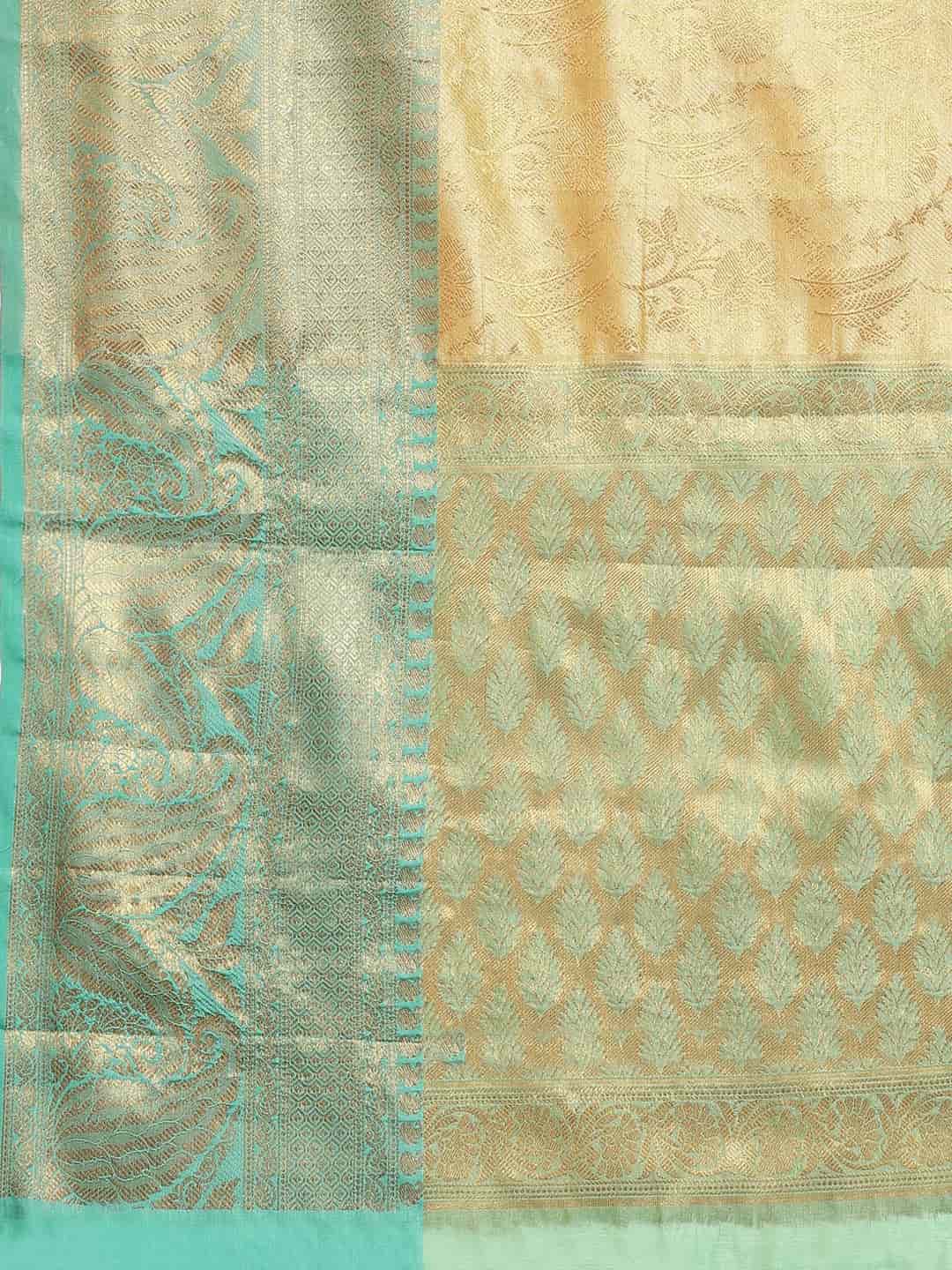 Hiral Fashion Beige Kanjeevaram Art Silk Floral Woven Design Saree | Grocsy