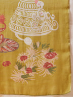 Hiral Fashion Mustard Cotton Silk Kalamkari Digital Printed Saree | Grocsy