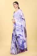 Purple Cotton Blend Dyed Tie and Dye Saree with Unstitched Blouse - Hiral Fashion | Grocsy