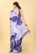 Purple Cotton Blend Dyed Tie and Dye Saree with Unstitched Blouse - Hiral Fashion | Grocsy
