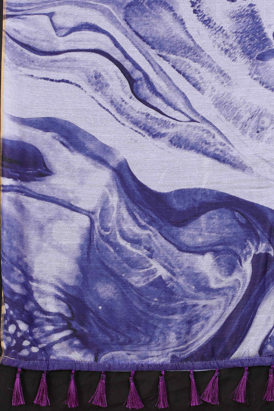 Purple Cotton Blend Dyed Tie and Dye Saree with Unstitched Blouse - Hiral Fashion | Grocsy