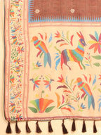 Hiral Fashion Brown Paithani Cotton Blend Floral Digital Printed Saree | Grocsy