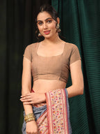 Hiral Fashion Grey Paithani Cotton Blend Geomatric Digital Printed Saree | Grocsy