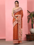 Hiral Fashion Orange Paithani Cotton Blend Polka Dots Digital Printed Saree | Grocsy