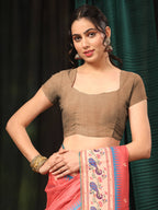 Hiral Fashion Pink Paithani Cotton Blend Animal Print Digital Printed Saree | Grocsy