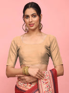 Hiral Fashion Red Paithani Cotton Blend Solid Digital Printed Saree | Grocsy