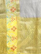 Gray Banarasi Silk Woven Zari Design Checked Saree with Unstitched Blouse - Hiral Fashion | Grocsy