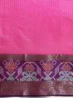Pink Banarasi Silk Woven Zari Design Checked Saree with Unstitched Blouse - Hiral Fashion | Grocsy