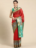 Red Banarasi Silk Woven Zari Design Checked Saree with Unstitched Blouse - Hiral Fashion | Grocsy