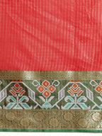 Red Banarasi Silk Woven Zari Design Checked Saree with Unstitched Blouse - Hiral Fashion | Grocsy