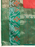 Red Banarasi Silk Woven Zari Design Checked Saree with Unstitched Blouse - Hiral Fashion | Grocsy