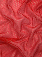 Red Banarasi Silk Woven Zari Design Checked Saree with Unstitched Blouse - Hiral Fashion | Grocsy