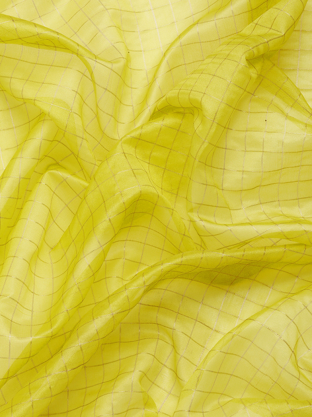 Yellow Banarasi Silk Woven Zari Design Checked Saree with Unstitched Blouse - Hiral Fashion | Grocsy
