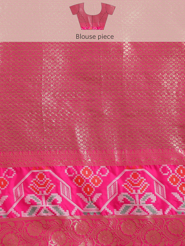 Yellow Banarasi Silk Woven Zari Design Checked Saree with Unstitched Blouse - Hiral Fashion | Grocsy
