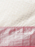 White Silk Blend Woven Zari Design Polka Dots Saree with Unstitched Blouse - Hiral Fashion | Grocsy