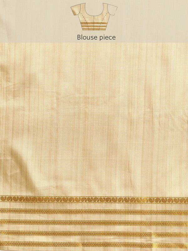 Beige Art Silk Printed Embellished Saree with Unstitched Blouse - Hiral Fashion | Grocsy