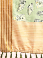 Green Art Silk Printed Embellished Saree with Unstitched Blouse - Hiral Fashion | Grocsy