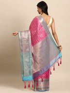 Pink Silk Blend Woven Zari Design Abstract Saree with Unstitched Blouse - Hiral Fashion | Grocsy
