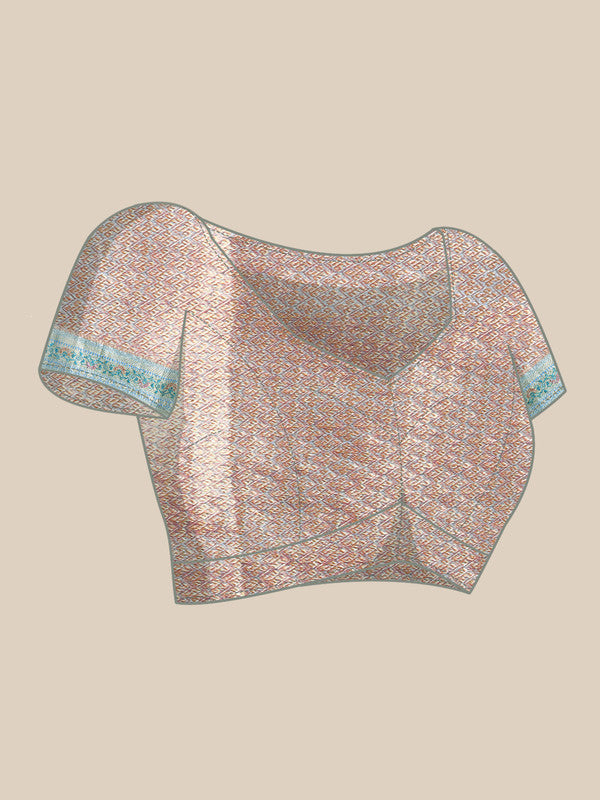 Pink Silk Blend Woven Zari Design Abstract Saree with Unstitched Blouse - Hiral Fashion | Grocsy