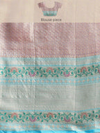 Pink Silk Blend Woven Zari Design Abstract Saree with Unstitched Blouse - Hiral Fashion | Grocsy