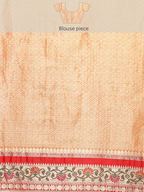 Yellow Silk Blend Woven Zari Design Abstract Saree with Unstitched Blouse - Hiral Fashion | Grocsy