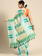 Blue Pure Cotton Woven Zari Design Floral Saree with Unstitched Blouse - Hiral Fashion | Grocsy