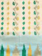Blue Pure Cotton Woven Zari Design Floral Saree with Unstitched Blouse - Hiral Fashion | Grocsy
